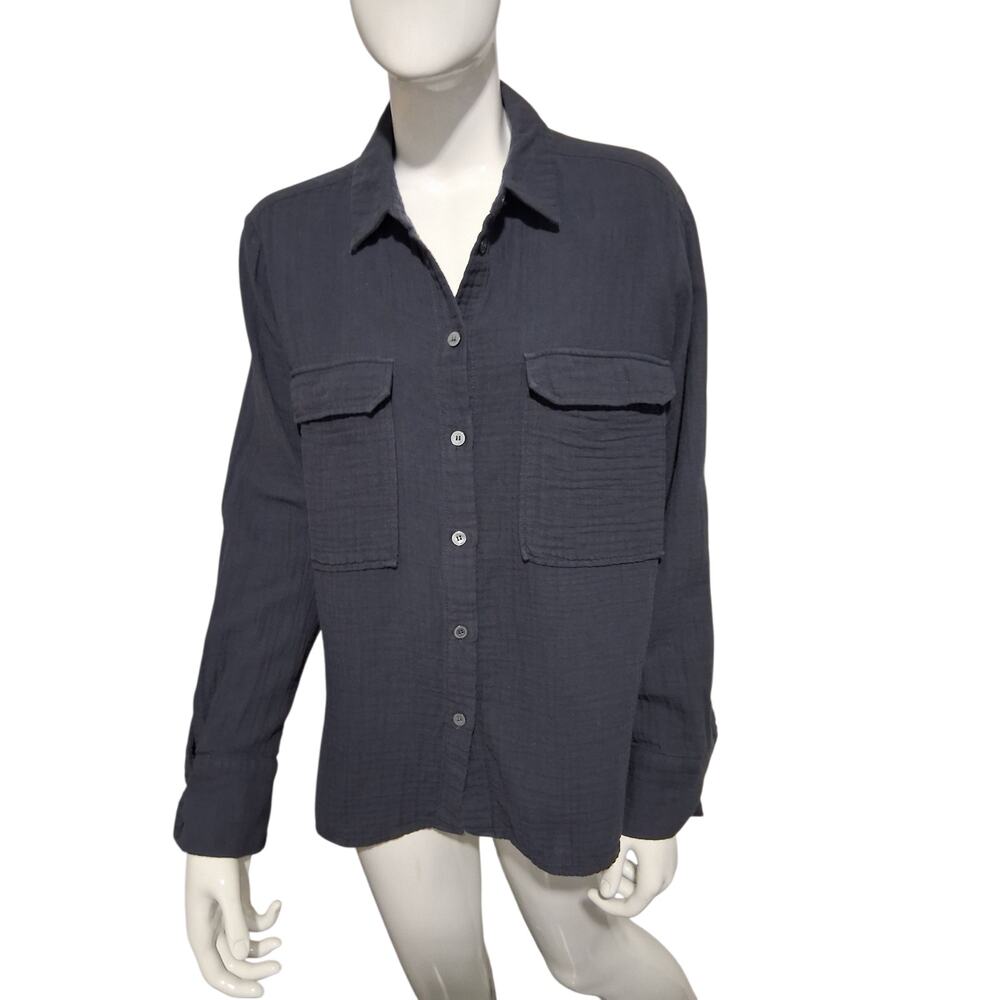 Zara Gauze Button Up Womens size M Crinkle Cotton Casual Beachy Grungecore Shirt